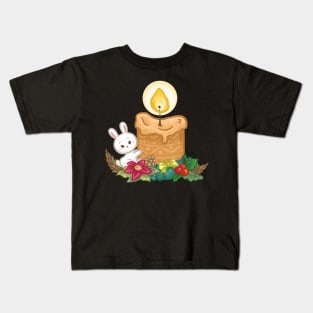 Bunny Christmas Candle Kids T-Shirt